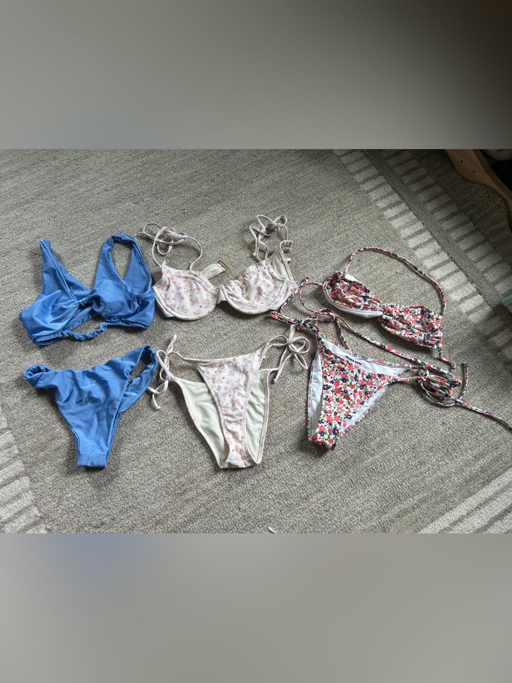 Lot of 3 Women’s Bikini Sets - Blue, Cream Floral, Multicolor Floral XS